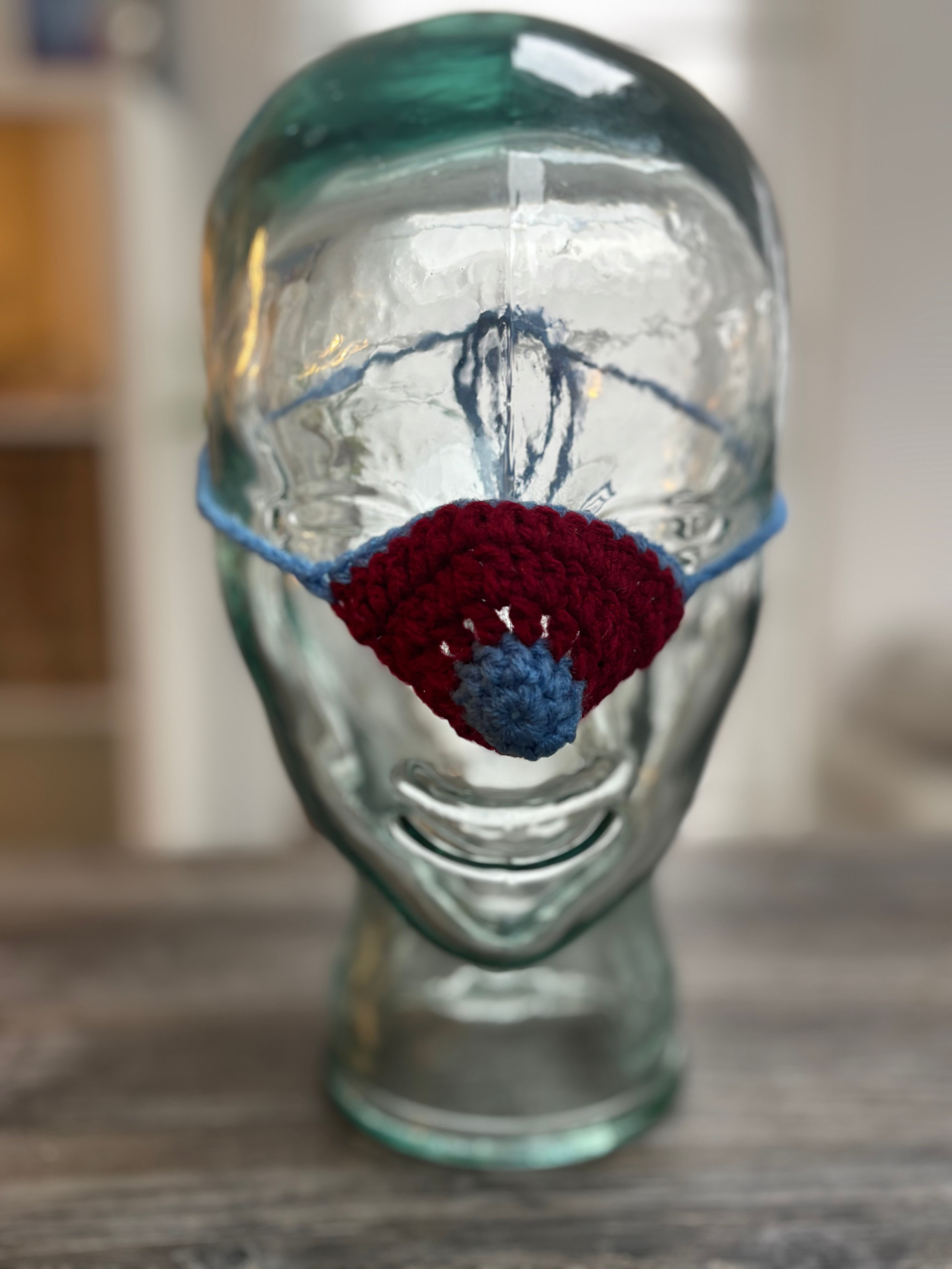Claret & Blue Wool Nose Warmer
