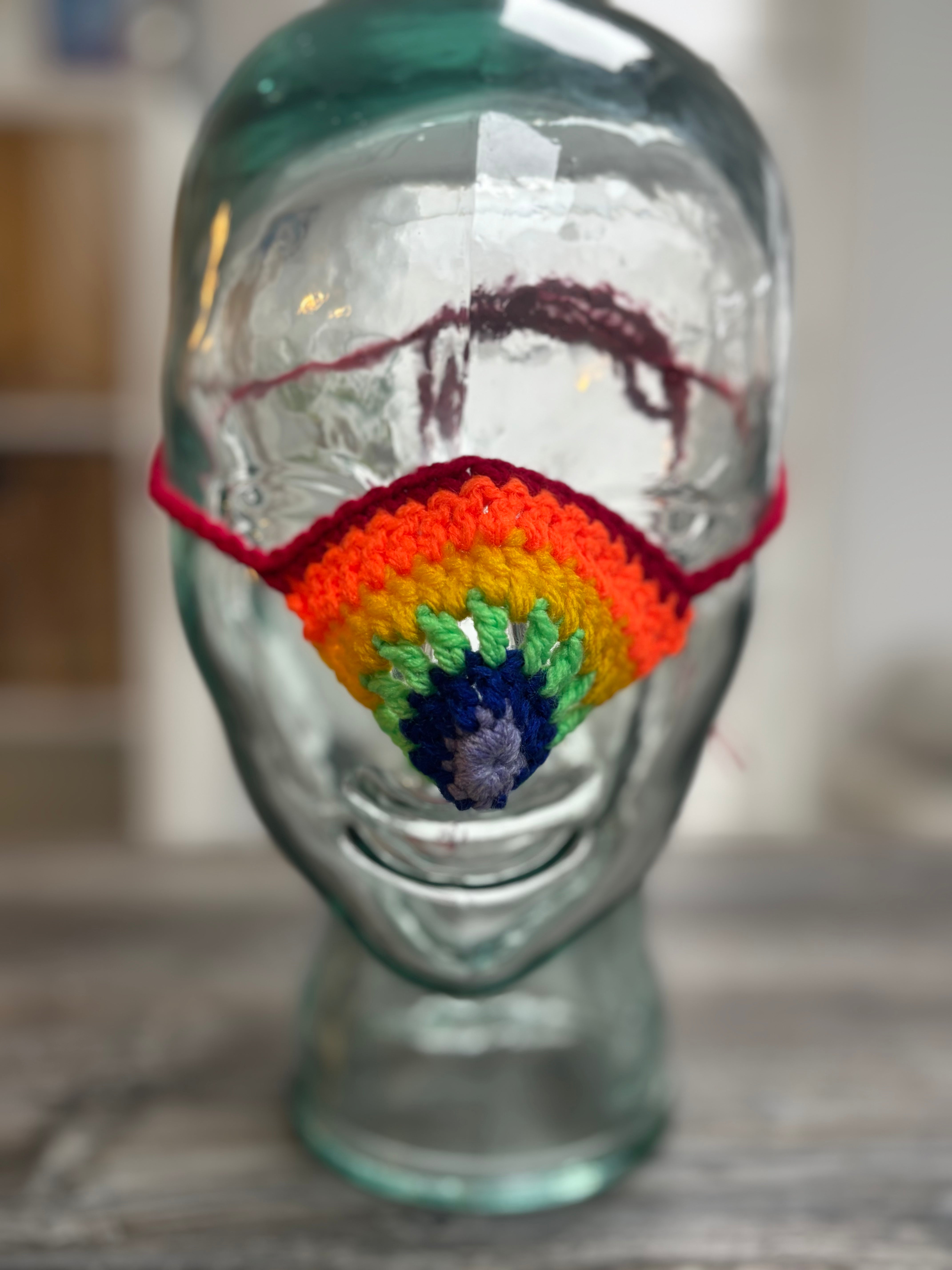 Striped Rainbow Wool Nose Warmer