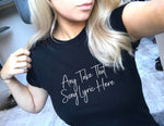 Load image into Gallery viewer, Any Take That Lyric or Song Title T-shirt (16 words Maximum)
