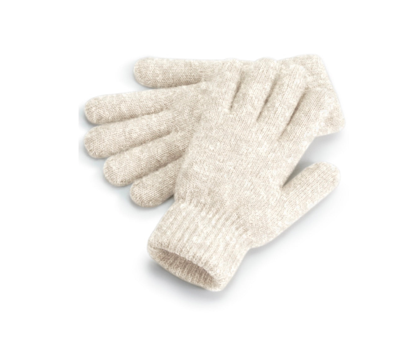 Almond Cosy Ribbed Cuff Beanie Hat & Gloves Set