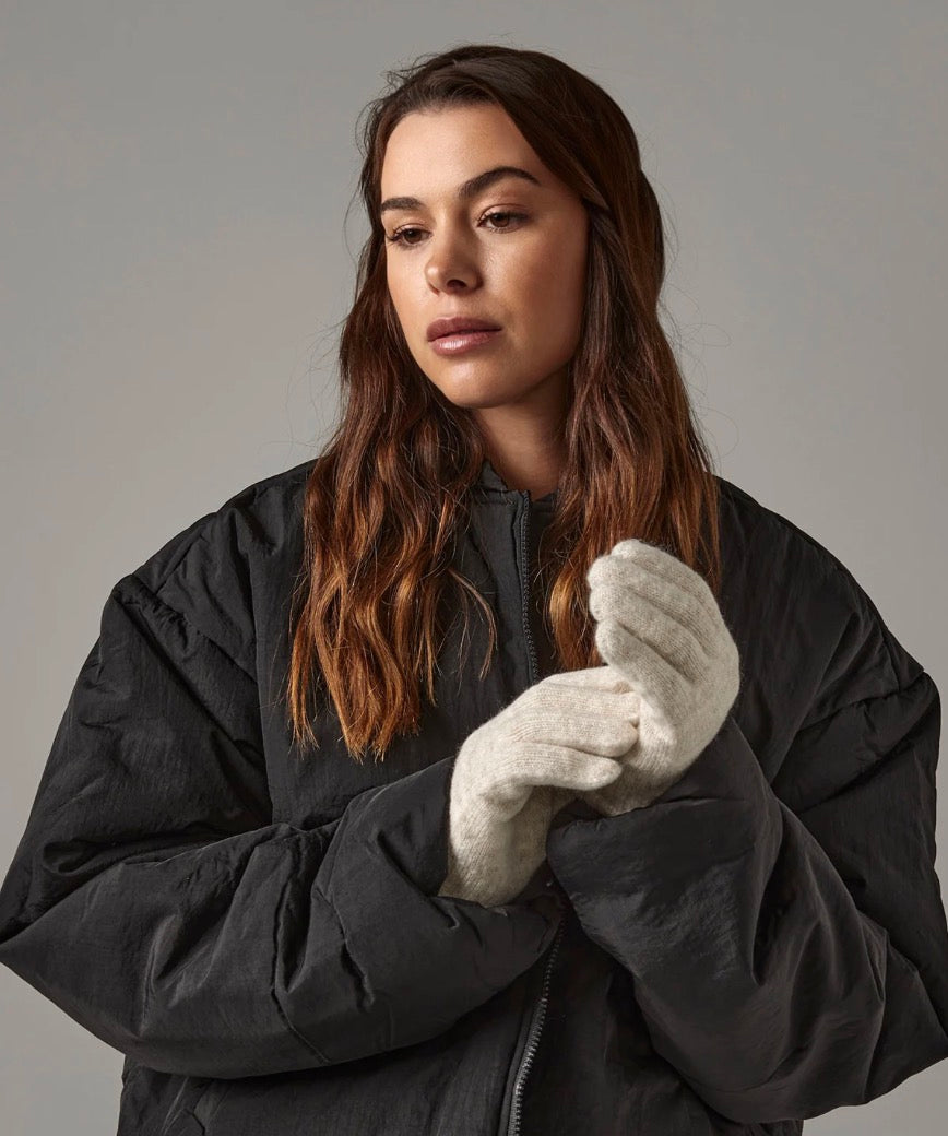 Almond Cosy Ribbed Cuff Gloves - Ladies